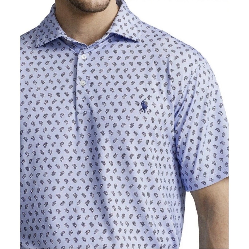 Polo Ralph Lauren Shirt Mens‎ XL Blue Classic Paisley Performance Golf Polo
